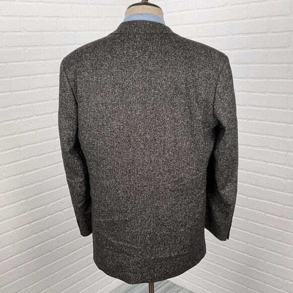 BOSS Hugo Boss Blazer Men 40 Black‎ White Herringbone Einstein Silk Wool Stretch - Picture 4 of 13